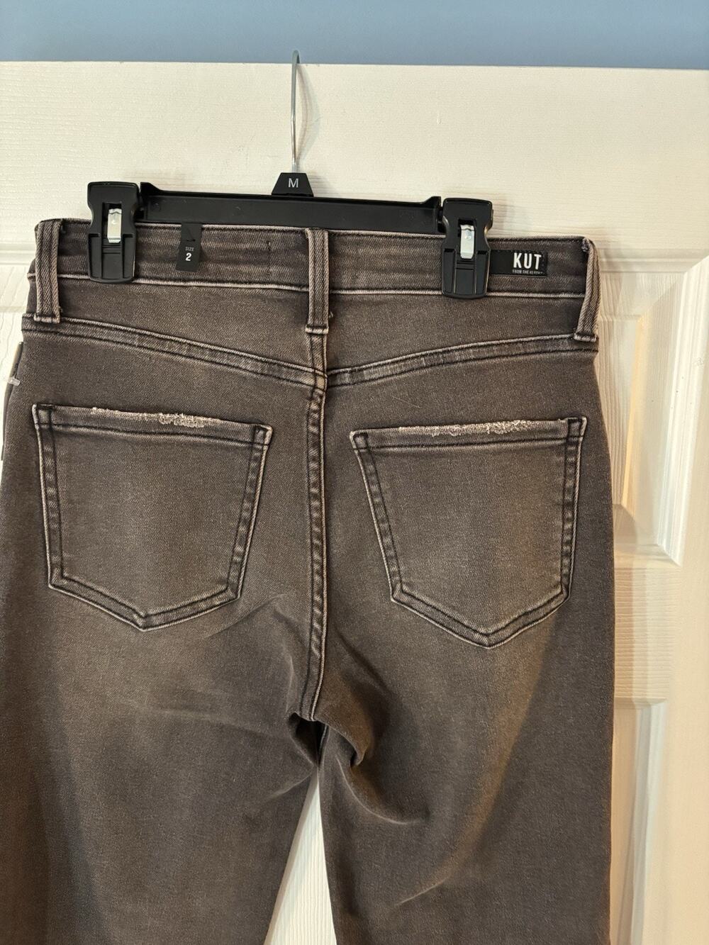 KUT from The Kloth Jeans 2 Black 26x27 Raw Hem Stretch Hi Rise Straight Leg NWT